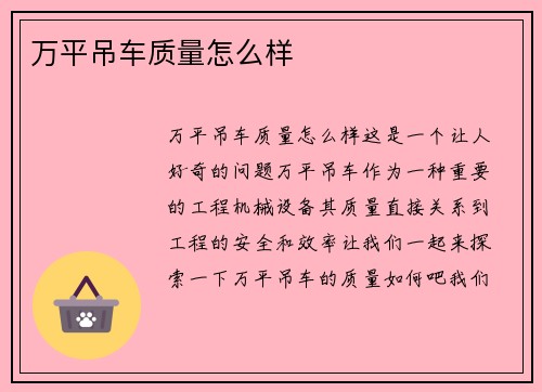 万平吊车质量怎么样